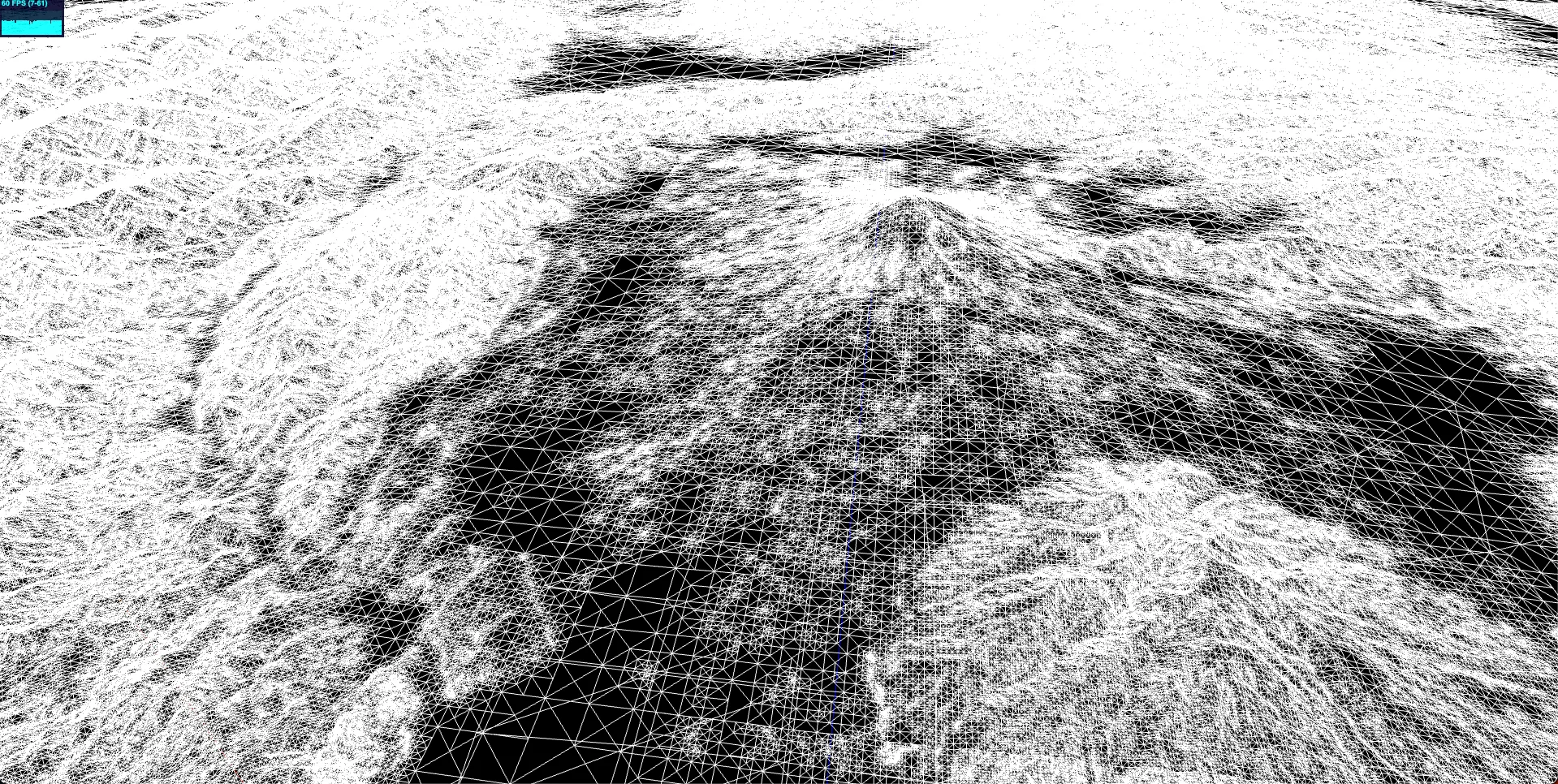 開発中の地図エンジンのスクリーンショット、富士山周辺を写しています。